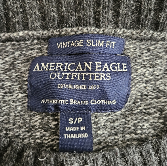 NWOT American Eagle gray striped wool blend Vintage slim sweater Mens Small - Picture 4 of 5